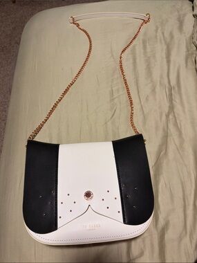 Ted Baker London Black and White Crossbody with Rose Gold Chain